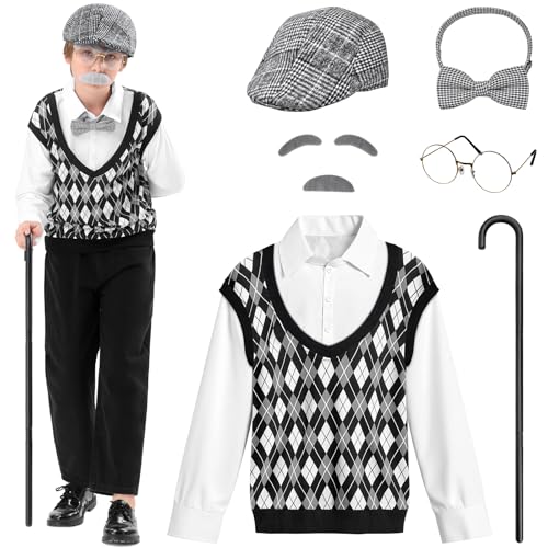 Disfraz viejo para niños 5-7 años con accesorios miniatura 1
