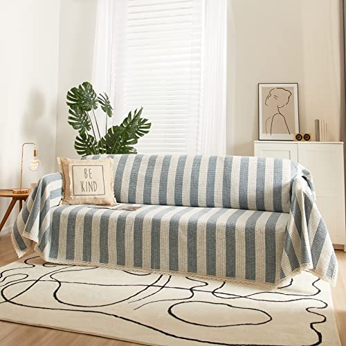 Roomlife Blue Striped Sofa Cover, Couch Cover, Couch Covers For 2-3 Cushion Couch, Sectional Couch Covers, Sofa Covers For Living Room, Couch Covers For Dogs, Couch Protector 71" X 118" #TOP3