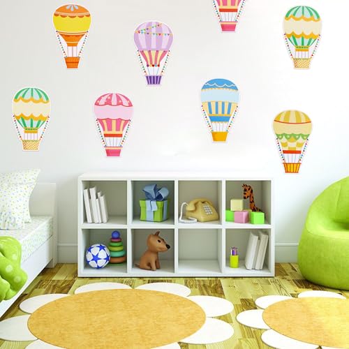 Image of Vuzvuv 60 Pcs Colorful Hot Air Balloons Paper Cutouts 7.2 x 4.8 Inch Name Tags Labels for Spring Bulletin Board Class Decoration for Teacher Student Back to School Party Supplies for Craft Wall Decor