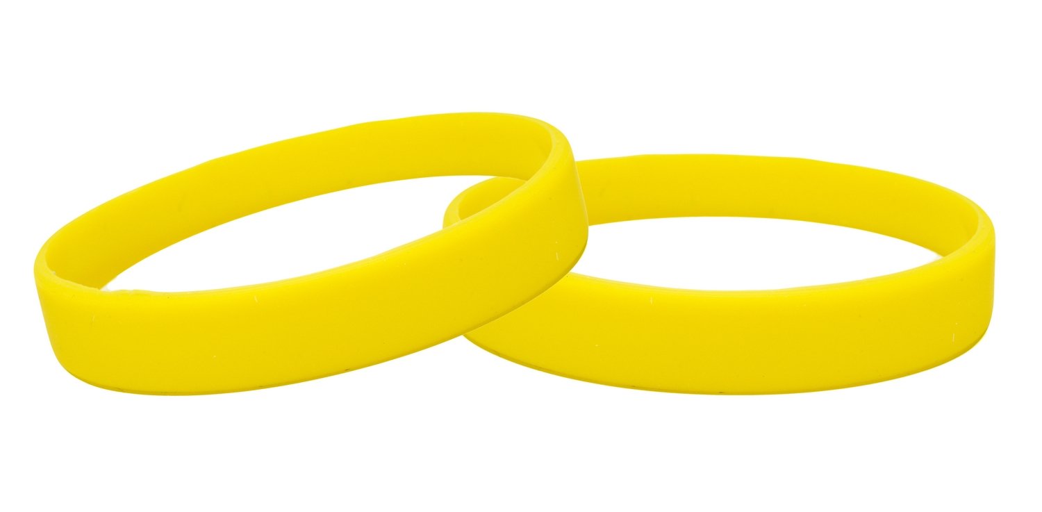 Silicone Wristbands Pack Of 10 Choice Of Colours (Yellow), Large