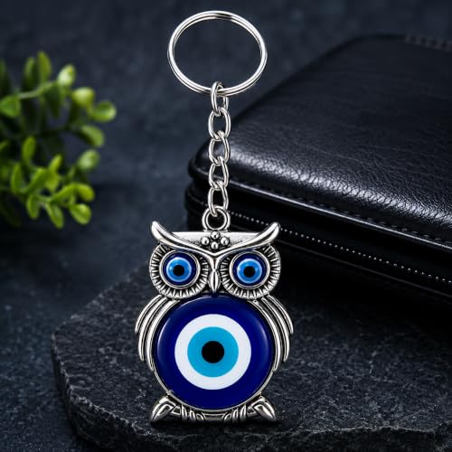Image of GJ Premium Turkish Evil Eye Keychain for Car, Bike & Home | Nazar Protection Keychain, Good Luck Charm | Spiritual Metal Key chain for Men & Women