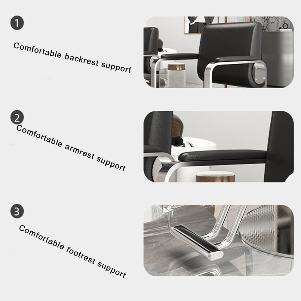Professioneller Friseurstuhl für Stylisten, 360° drehbarer Stylingstuhl, schwere Hydraulikpumpe, mit Verstellbarer Höhe,Weiß,C | 360° drehbar, PU-Leder leicht zu reinigen, maximale Tragfähigkeit 150 kg, Salon-Ausstattung für Friseur- und Tattoostuhl