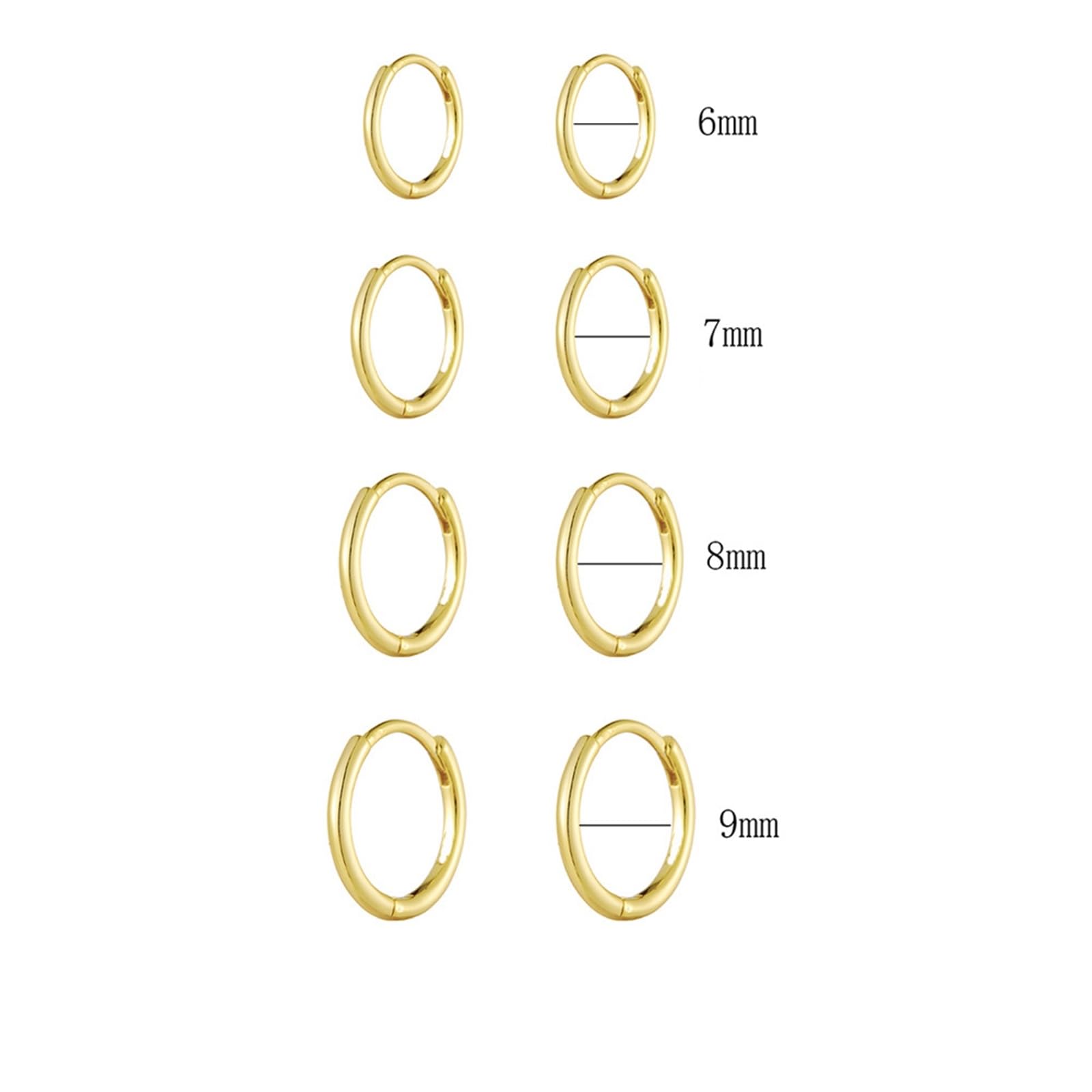 Wycian Pendientes de aro pequeños de oro de 9 quilates para mujer con sin piedras preciosas, pendientes de aro simples para mujer dorados