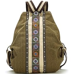 Goodhan Women Canvas Backpack Daypack Casual Shoulder Bag, Vintage Heavy-duty Anti-theft Travel Backpack