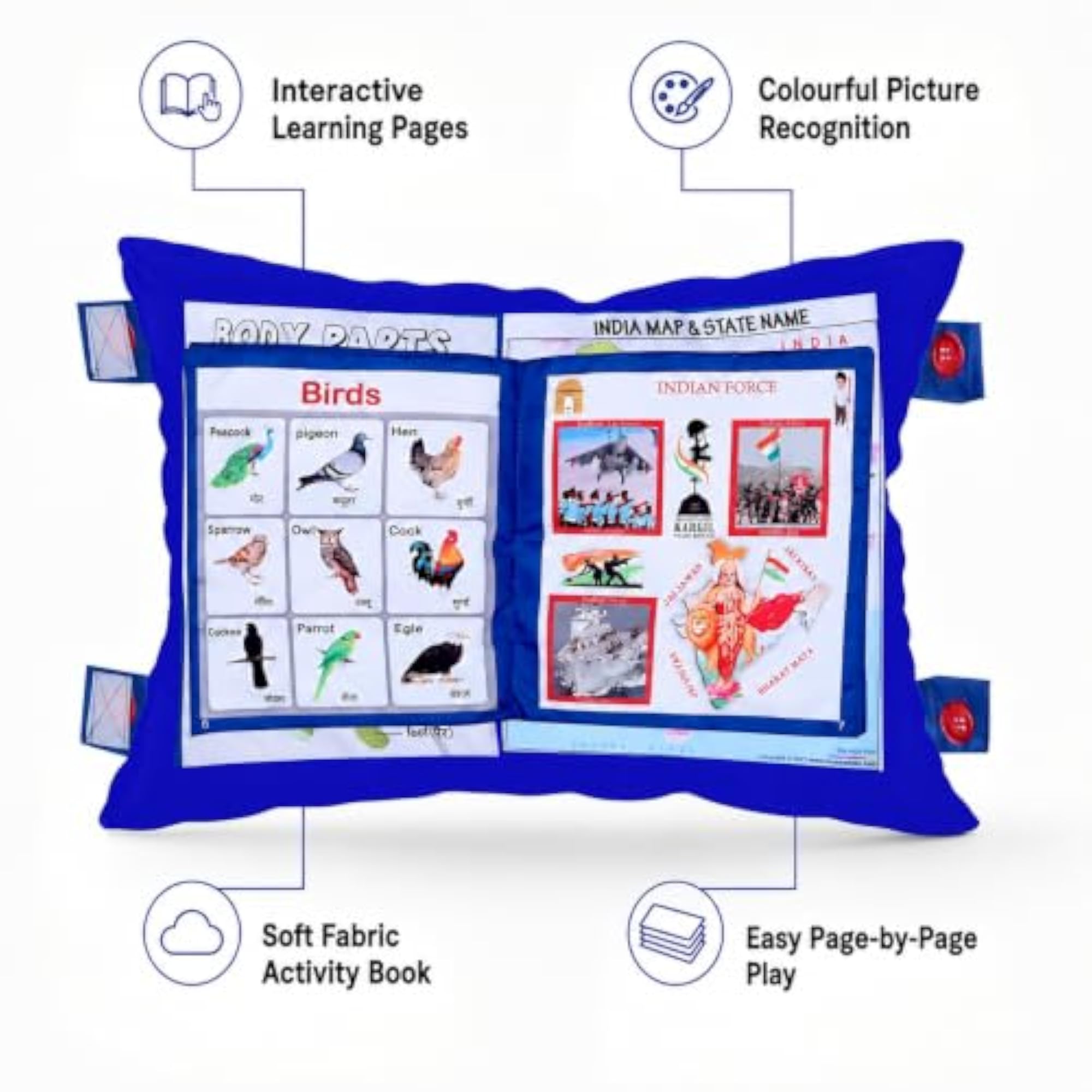 Montessori Educational Birds Identification Learning Pillow