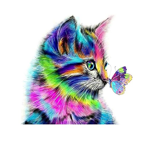 MLJ Pintura de Diamante diseño de Mariposas pintadas y Bonitas Artes para Gatos, para decoración del salón, Dormitorio y hogar (20X20 cm)
