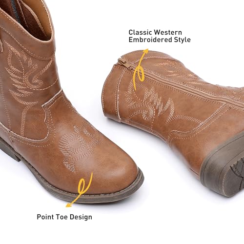 Blikcon Kids Cowboy Boots Girls Mid Calf Western Cowgirl Boots Side Zipper (Toddler/Little Kid/Big Kid)2