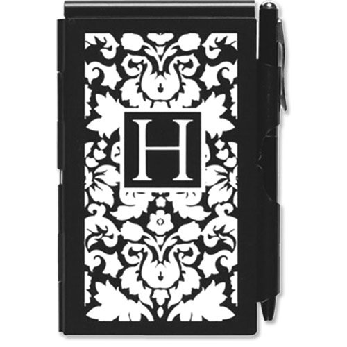 Wellspring Initial "H" Flip Notes with Pen - Blanc Noir Series