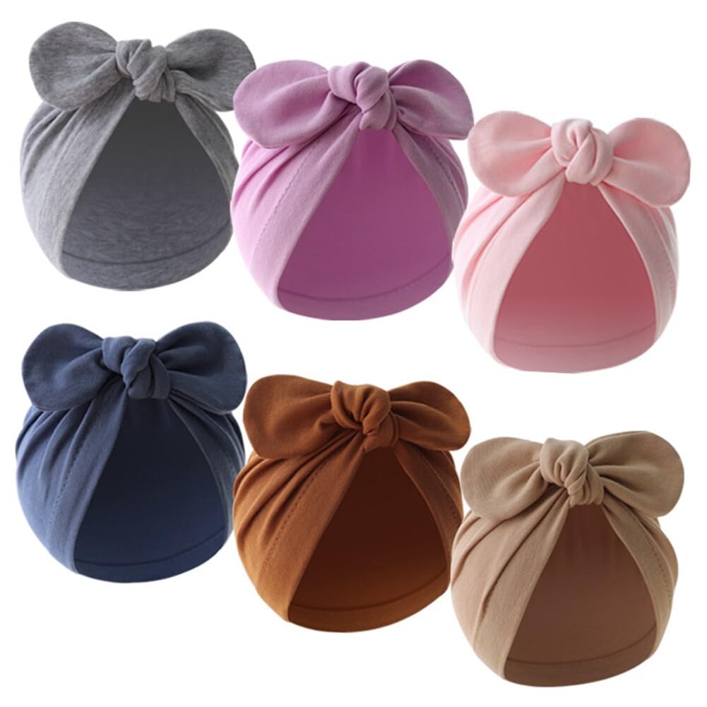 Lot De 3 Ou 5 Bonnets Bébé En Coton - Turban à Nœud Papillon Pour Nouveau-nés Fille Et Garçon