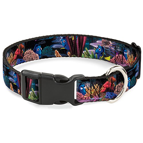 Image of Buckle-Down Breakaway Cat Collar - Dory 4-Hiding Poses Under the Sea - 1 /2 inch Wide - Fits 9-15 inch Neck - Large