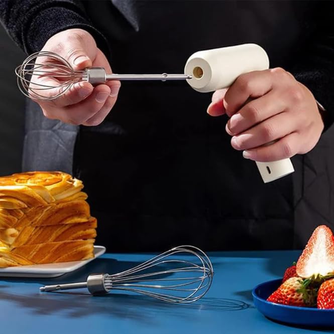 Image of Galley Cordless Electric Whisk & Egg Beater - Rechargeable Hand Mixer | With Detachable Balloon Whisk | One-Touch Speed Control, High-Torque Motor | For Whipping, Mixing & Frothing (1 PC)