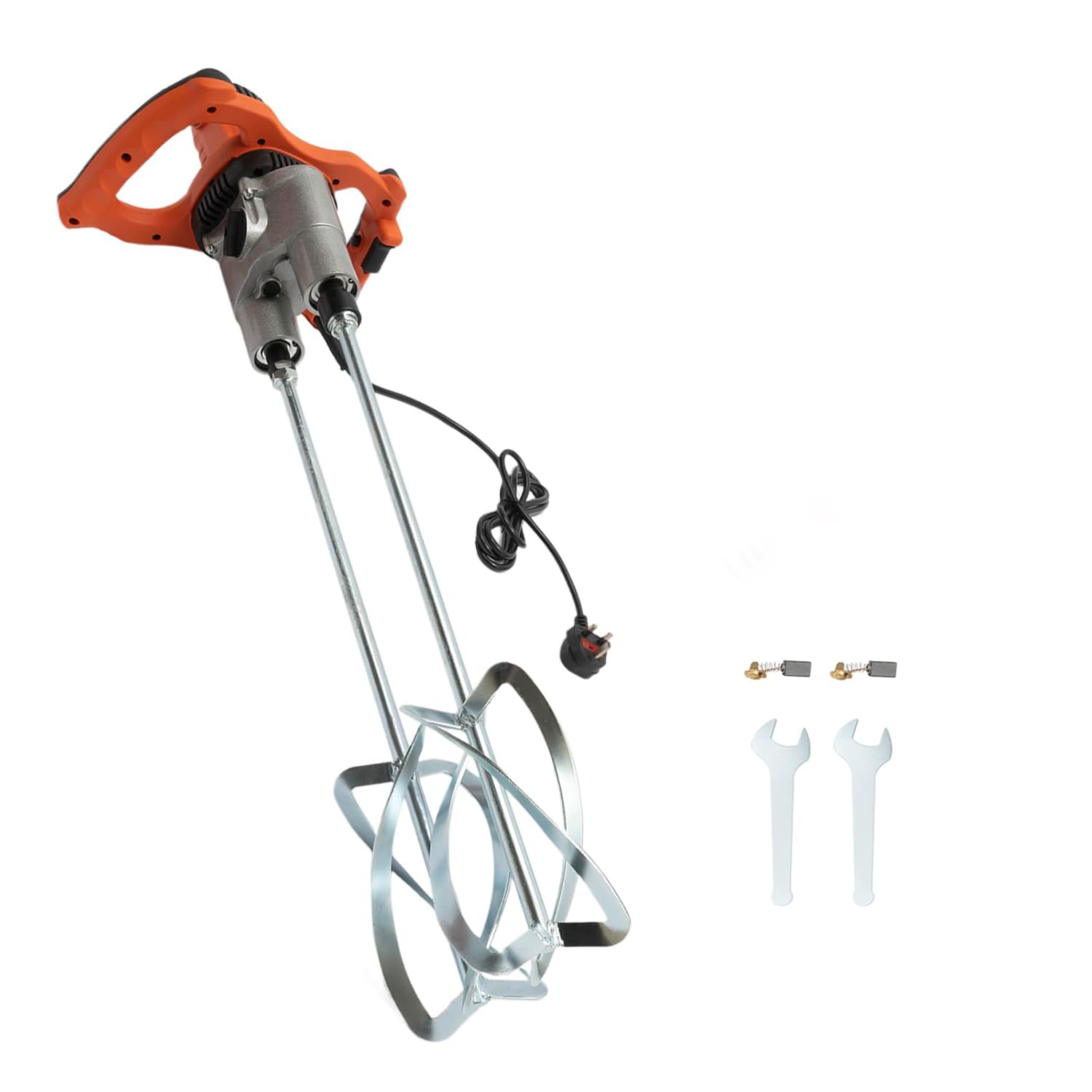 Mezclador de cemento de mano de 1800 W, mezclador de paleta portátil con 2 ajustes de velocidad y varilla doble para mortero, hormigón, mezcla de pintura