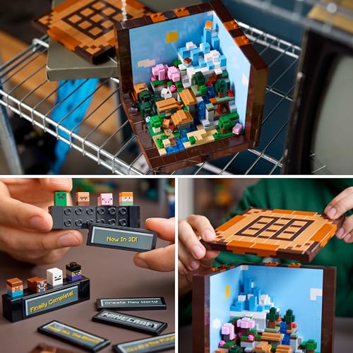 Image of LEGO Minecraft 21265 The Workbench Set for Building and Displaying for Adults with 8 Figures Including Steve, Alex and Mobs - DIY Decoration for Living Room - Minecraft Gift for Adults