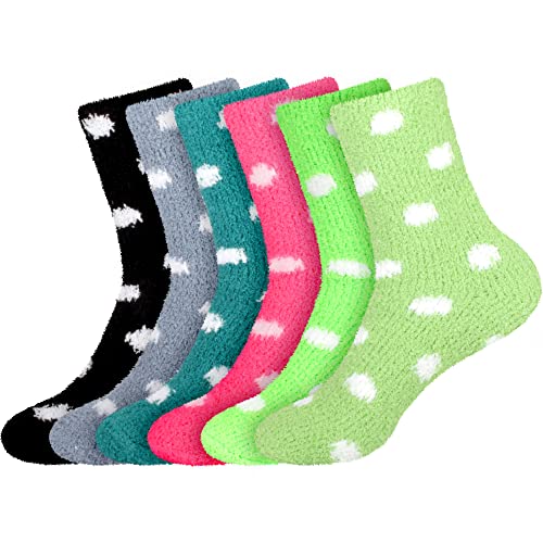 Image of BambooMN Colorful Fuzzy Socks - Assorted Super Soft Warm Microfiber Comfy Home Socks - Value Pack