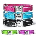 Personalised Dog Collar with Engraved Metal Buckle, Custom Reflective Dog Collars with Dog Name & Phone Number, Size: S, M, L, Colour: Black Blue, Red