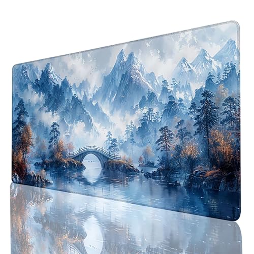 Tapis de Souris Blanc Tapis Souris XXL 1000x500x3mm, Pont Tapis de Souris XXL Gaming Accessoire Bureau, Base en Caoutchouc Anti-dérapant et Imperméable, Haute précision et Vitesse, pour PC 6T-4-3