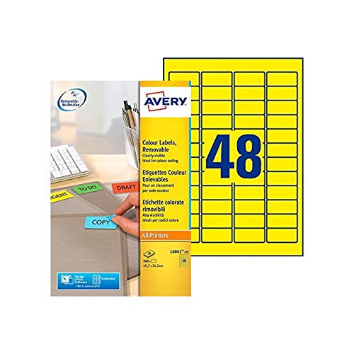 Étiquettes jaunes Avery Zweckform 45,7x21,2 mm idéales pour le classement des archives