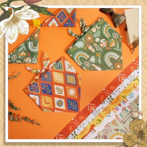 Image of Abbylike 50 Pcs Boho Dog Bandanas Bulk, Vintage Rustic Bohemian Style