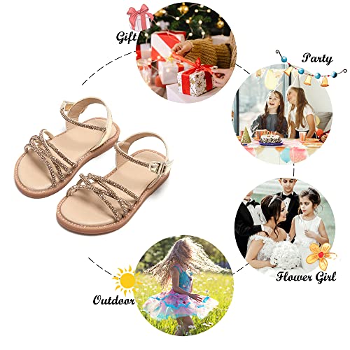Image of Felix & Flora Toddler Girl Sandals -Flower Girl Dress Shoes Open Toe Little Kid Flats