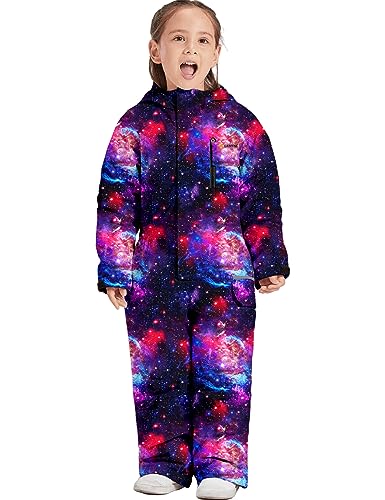 GEMYSE Combinaison de Ski pour Enfant Fille Garçon avec Capuche Imperméable et Chaude Hiver Ensemble de Neige Coupe-vent(Étoile de mer,116-122)