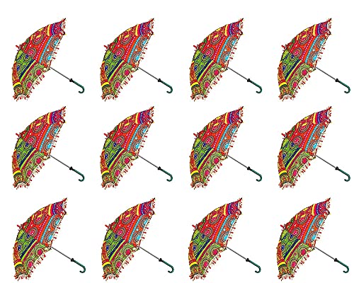 THE SLR Embroidery Work Decorative Handmade Wedding Umbrella | Gujrati, Rajasthani Useful for Party Decoration/Home Decor/Pre Wedding Photoshoot/Garba