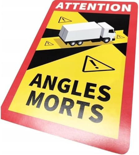 3 pezzi Attention Angles Morts cartelli magnetici 25 x 17 cm magnete per camion e caravan cartello di avvertimento Francia con protezione UV