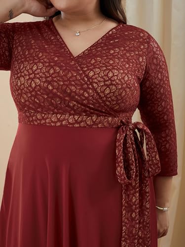 Image of Miss Chase A+ Women's Floral Printed Relaxed Fit V -Neck 3 /4Th Sleeve Georgette Maxi Dress