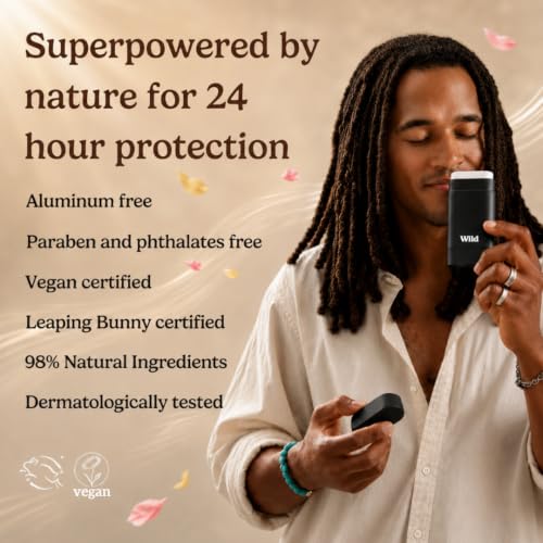 Image of Wild Aluminum Free Natural Deodorant Ultimate Starter Kit - Black Case - Natural Ingredients & 24 Hour Odor Protection - Women & Men's - Variety of Scents - Case + 5 Refills