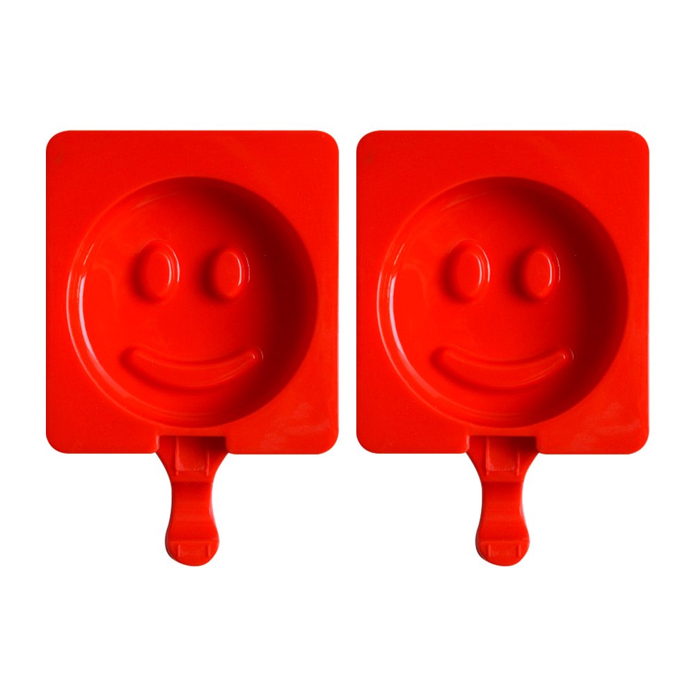 Silicone Popsicle Molds,Cute Ice Pop Molds with Wooden Sticks Popsicles Mold Silicone Ice Cream Mold DIY Ice Cream Maker Mold for Kids 2 Pack (Smile Face)