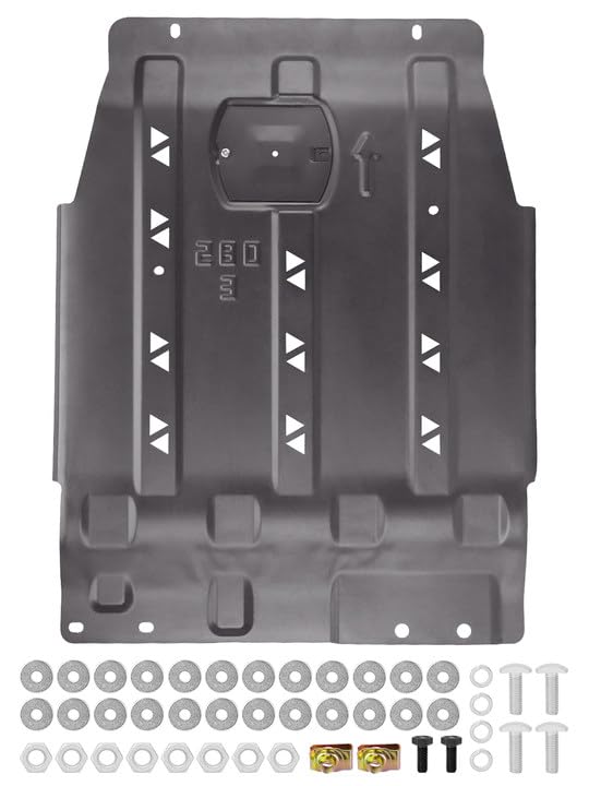 Transmission Skid Plate Compatible with 2015-2022 Ford F150 4WD 2.7L EcoBoost, 3.3L, 3.5L EcoBoost, Steel Under Guard Splash Shield with Install Accessories