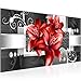 Produktbild Runa Art Wandbild Blumen Lilien 1 Teilig 100 x 40 cm Modern Bild auf Vlies Leinwand Abstrakt Wohnzimmer Rot 008612c