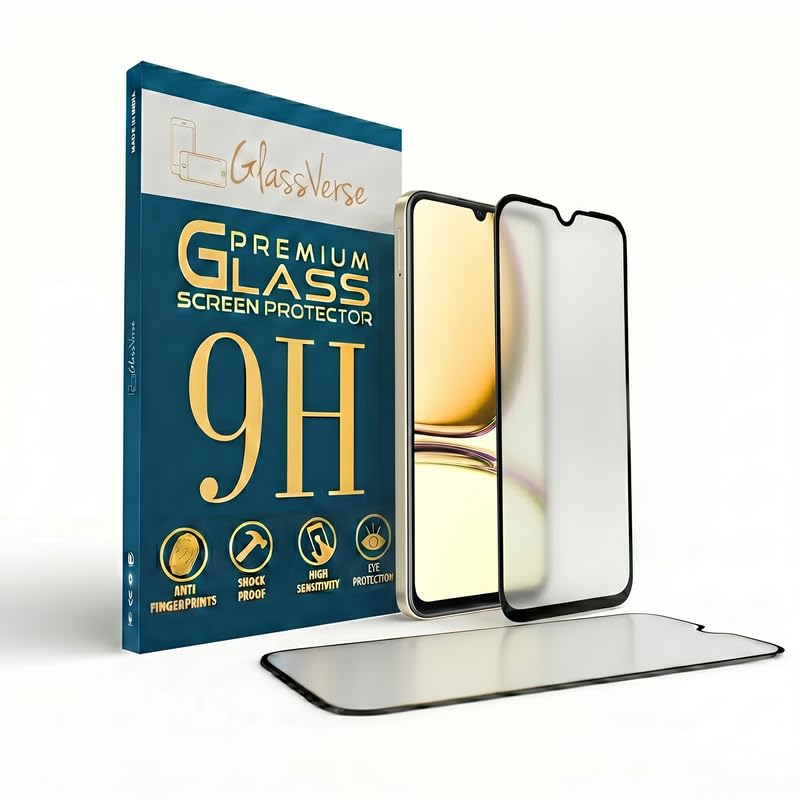 Image of GlassVerse Matte Tempered Glass for Realme C53 | Anti Glare, Smooth Touch Screen Protector, 9H Hardness, Edge to Edge, Case Friendly, Hassle-less Installation Kit Included. (Pack of 2)