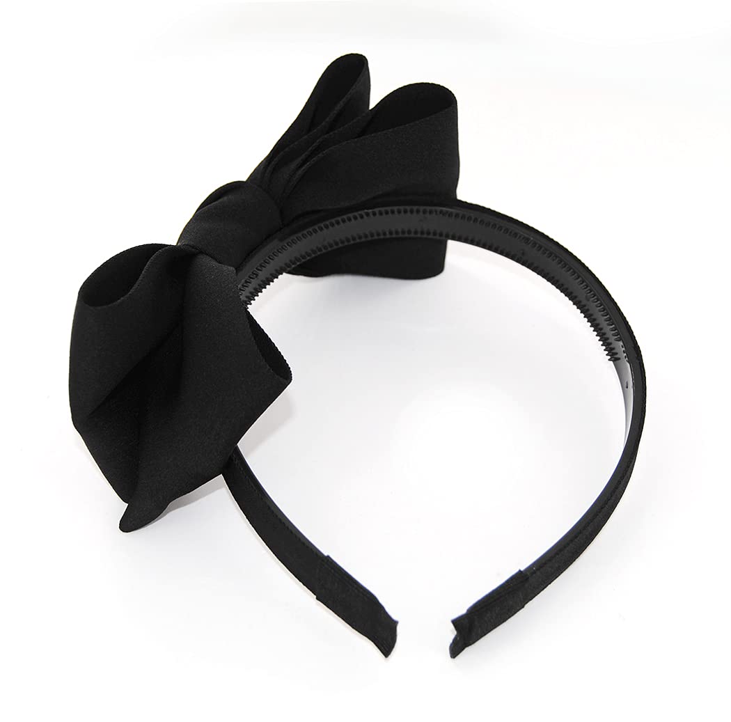 axy Headband with Large Bow 14 cm x 7 cm - Beautiful Women's Headband Hair Accessories Hair Band HRS3 (Black) - Image 3