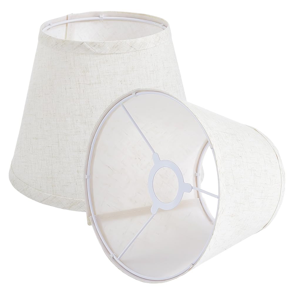 PH PandaHall 2pcs Lamp Shades Set of 2, 14x22x17cm Beige Shade Linen Lamp Shades Cone Shape Detachable Lampshades for Table Lamps Floor Lamps Living Room Bedroom Home Decor, Easy Assembly Required