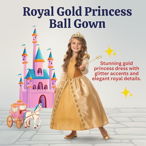 Disfraz Princesa Vestido Dorado para Niñas miniatura 4