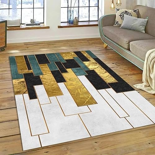 Tapis moderne géométrique lavable et antidérapant à poils courts doux