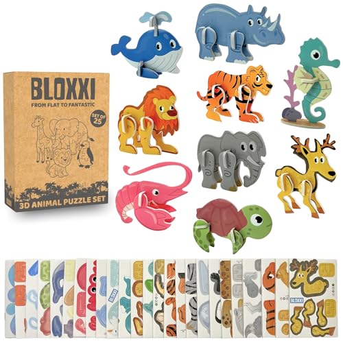 Bloxxi Lot de 25 Puzzles 3D - Petit Cadeaux Anniversaire Enfants Invités - Pack Petits Jouets Éducatifs et Amusants pour Fête ou École - Pochette Surprise...