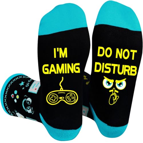 Funny Socks DO NOT DISTURB IM GAMING Gamer Xmas Gifts for Men Who Have Everything Novelty Birthday Valentines Gifts Christmas Stocking Fillers for Teenage Boys Men Gaming Socks 9-12 uk