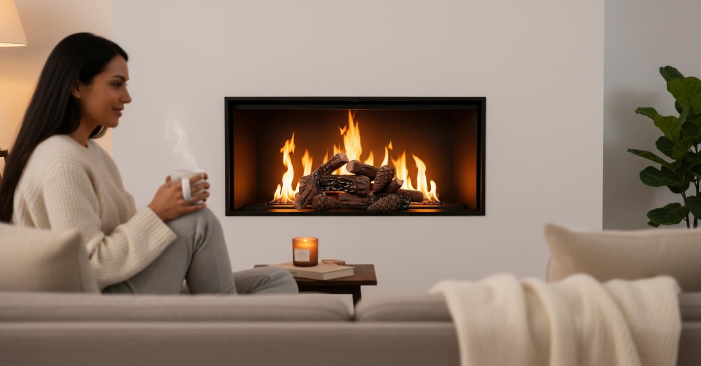 Set di 10 pezzi di legno decorativi in ceramica per caminetti a gas e bioetanolo