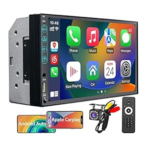 7 Inch Double Din Car Stereo Built-in Apple CarPlay and Android Auto, 1024*600 HD LCD Touchscreen Radio Multimedia…
