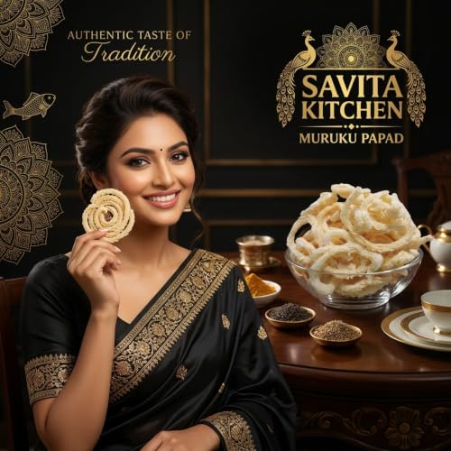 Image of Savita Kitchen Muruku Papad 600g | Authentic Bihari Sun-Dried Rice Papad | Handmade Traditional Recipe | No Preservatives | Crunchy Snack | Perfect with Chai & Meals | Vegetarian