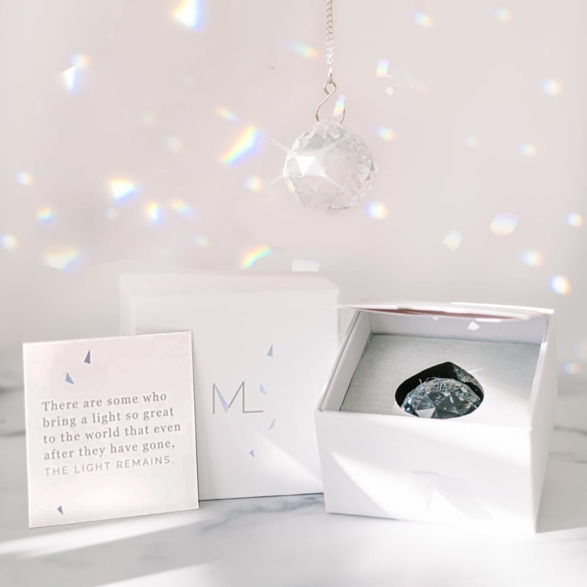 Memorialight Modern Grief Gift, 40mm Crystal Ornament Rainbow Maker, Unique Memorial Gifts for Loss of Family, Loved Ones, Miscarriage, Best for Funerals, Sympathy, Bereavement, Daily Remembrance