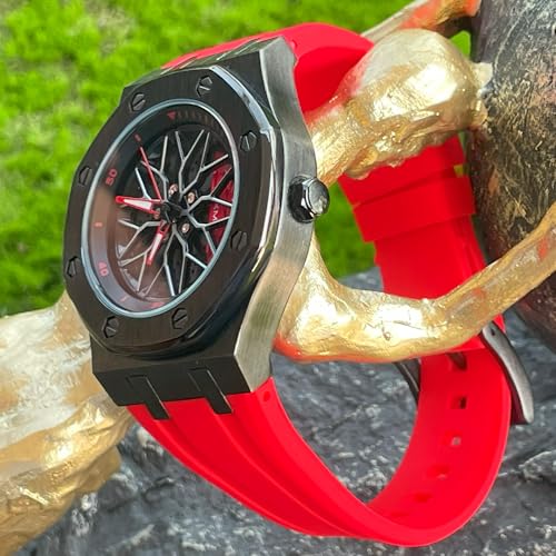 Image of SKMEI Silicone Men's Analog Sports Watch Waterproof Led Men's Watch New Wheels Rolling Creative Fashion Wristwatch 2359 (Red, Silica Gel)