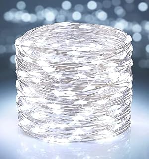 PhilzOps Christmas Fairy Lights Indoor, 20M 200 LED Silver Wire String Lights Plug in 8 Modes Waterproof Outdoor Twinkle Firefly Light for Christmas Party Garden Tree Bedroom Decoration, Cold White