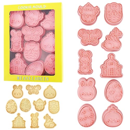 10Pcs Mini Easter Themed Cookie Cutters Set for Party Favors