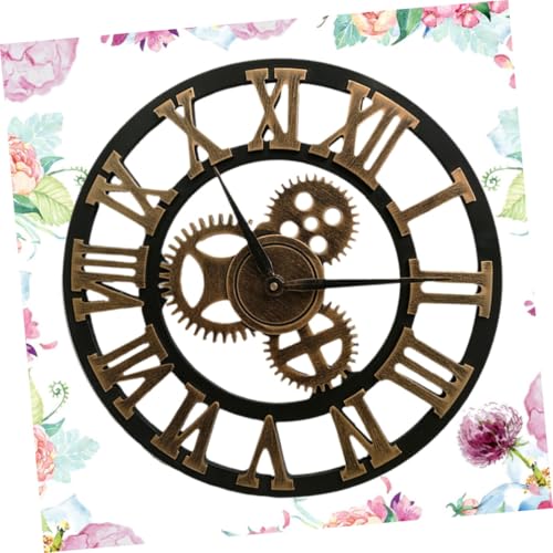 Horloge murale industrielle engrenage 40 cm dorée rétro Amosfun - 6