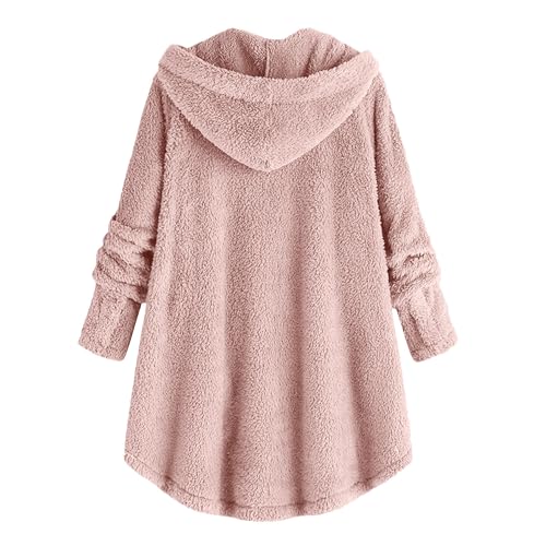 Girls Fuzzy Fleece Coats Winter Thermal Sherpa Button Down Hooded Jackets Plush Warm Soft Cozy Long Sleeve Hoodies4