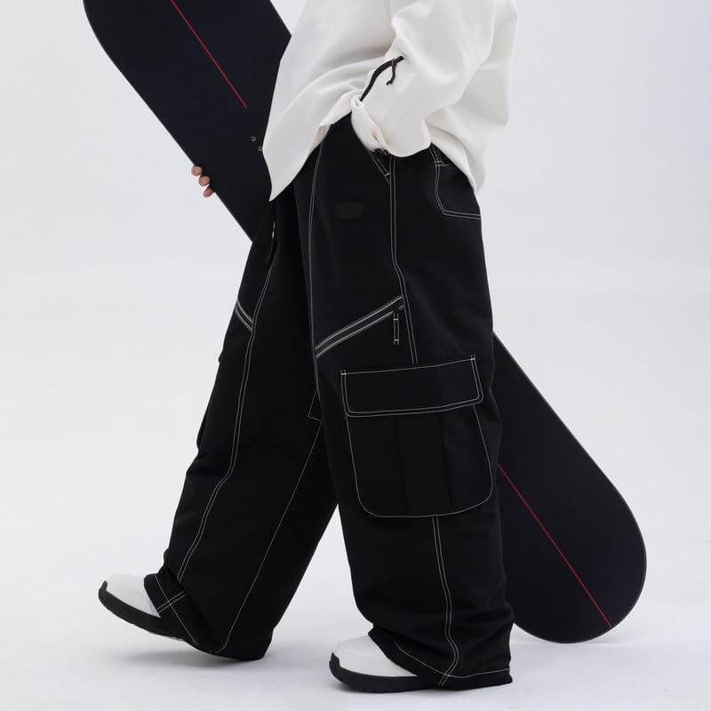 SNOWVERB Womens Mens Baggy Snowboard Ski Pants Loose Fit Cargo Winter Waterproof Streetwear Snow Pants