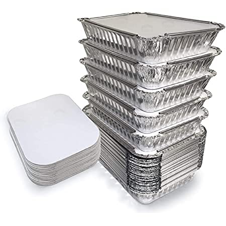 [Pack of 25] Aluminium Small Foil Trays 11.3 x 9.3 x 3.5 cm (No.1), Catering Trays, Takeaway Foil Food Storage Containers for BBQ, Cooking, Baking, Broiling and Roasting