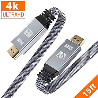 High Speed HDMI Cable 15ft (4K@60Hz, HDMI 2.0, 18Gbps), Snowkids 4K Flat HDMI